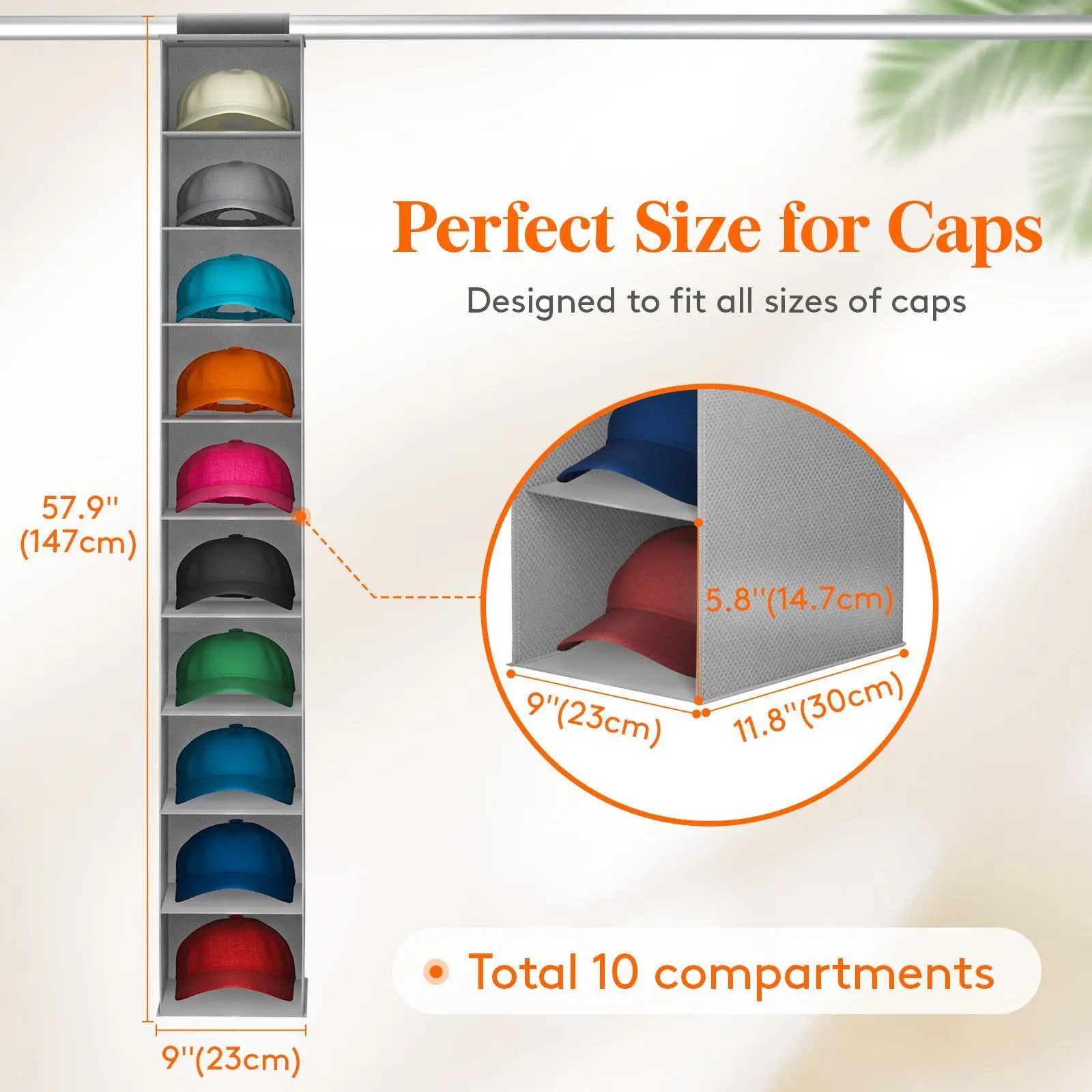 Rod Hanger – 10 Compartments – Grey