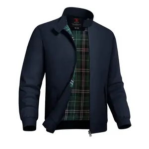 GOPUNE Men's Lightweight Cotton Bomber Jackets Full Zip Windbreaker Spring Fall Casual Golf Jackets Work Coats