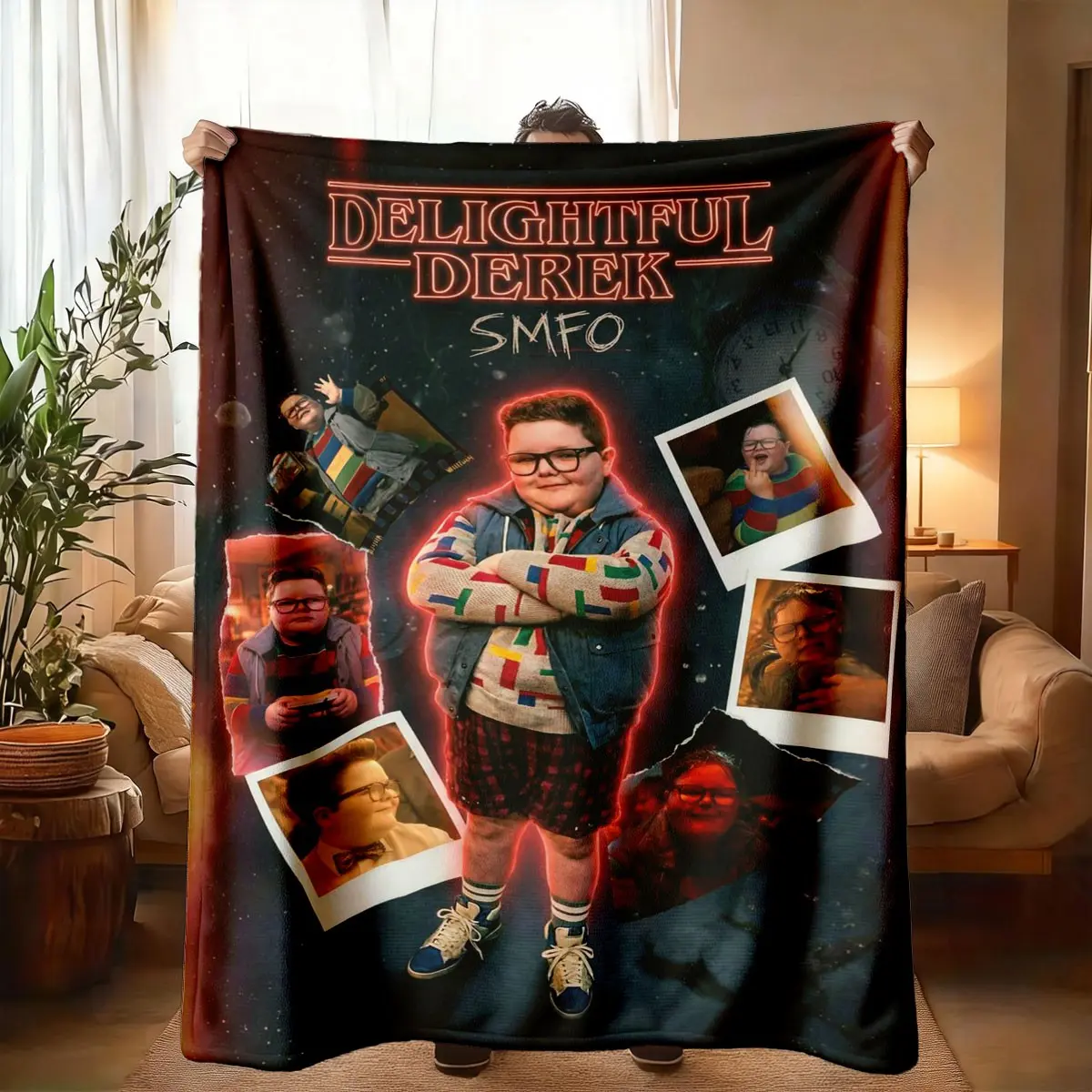 Delightful Derek Vintage Patchwork Fleece Blanket, Large Size Soft Lightweight Warm Blanket for All Seasons, Perfect Gift for Family and Home Decor, Travel Blanket