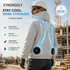 EYNSNGGLY Men's Smart Cooling Fan Rashguard Jacket, Air-Conditioned Sun Protection Clothing with 360° Airflow, Lightweight for Outdoor Workers, Hot Weather Use