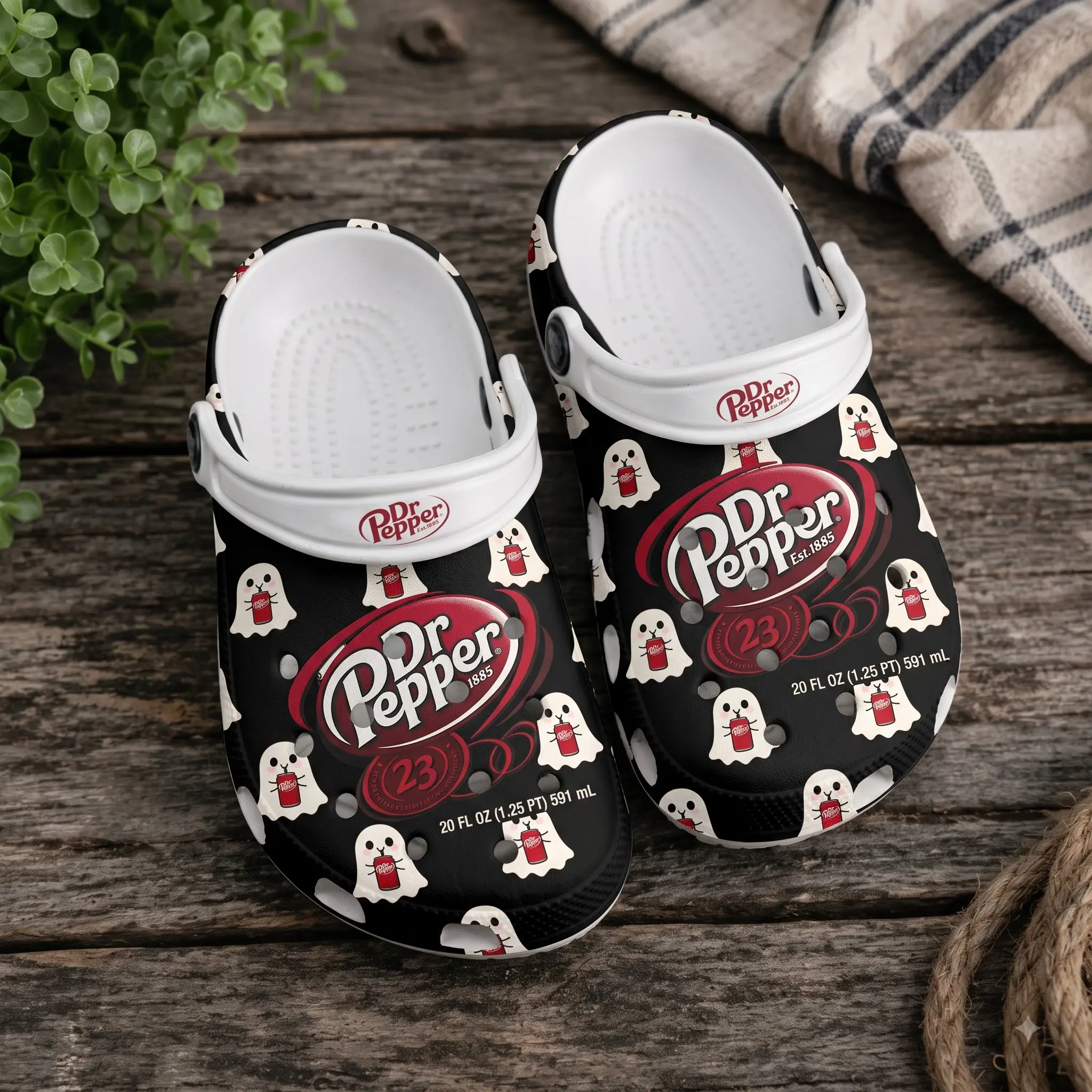 Retro Soda Black Ghost Drink Graphic Clogs, Classic Cola Inspired Slip-On Shoes, Casual Comfort Footwear for Women Men