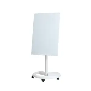 36x24 Inch 4mm Opaline Tempered Glass Whiteboard Height & Angle Adjustable Lockable Casters Magnetic Mobile Glass Board with Pen Tray Magnets Marker Eraser for Office Home