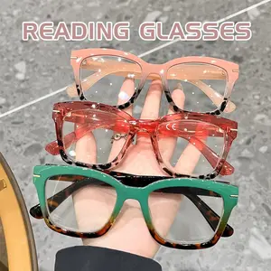 3PCS men's and women's retro square rice nail trendy high-definition reading glasses, High Quality Eyewear, elegant, artistic and simple PC material,+1.0 to+4.0 degrees, lightweight and durable