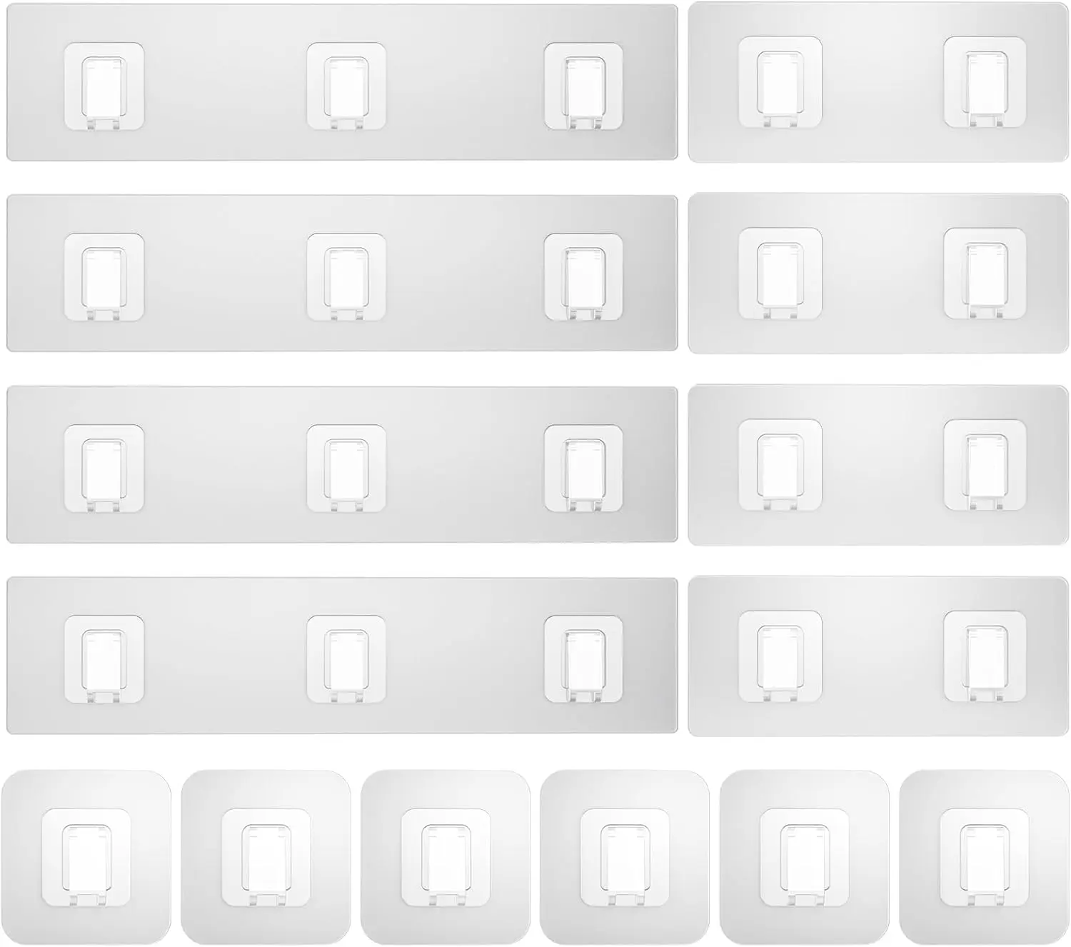 14 Pack Shower  Adhesive Replacement,  Shower Shelf Adhesive Strips,  Adhesive Flat Hooks for Bathroom Storage Shelves and Kitchen Racks No Drilling, Clear