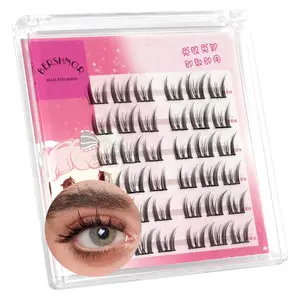 Bershnor Self Adhesive Lashes Clusters Manhua Eyelashes Spikes Glueless Lashes DIY Lash No Glue Manga Eyelashes Self Adhesive Lashes