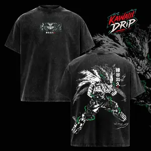 Dark Deku T-Shirt x My Hero Academia Anime Graphic Tee, Vintage Washed Oversized Shirt, Acid Wash Soft Cotton Streetwear Top, Unisex Casual Clothes, Gift for Anime Fans, MHA Merch