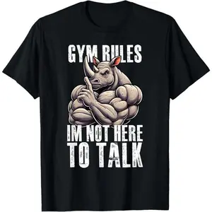 Bodybuilding Workout Gym Men Fitness Rhino With Muscles T-Shirt