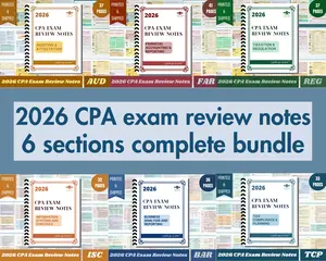 2026 | CPA Exam Review Notes - 6 Sections Complete Bundle | Printed & Shipped | 216 Pages | 2026 Edition