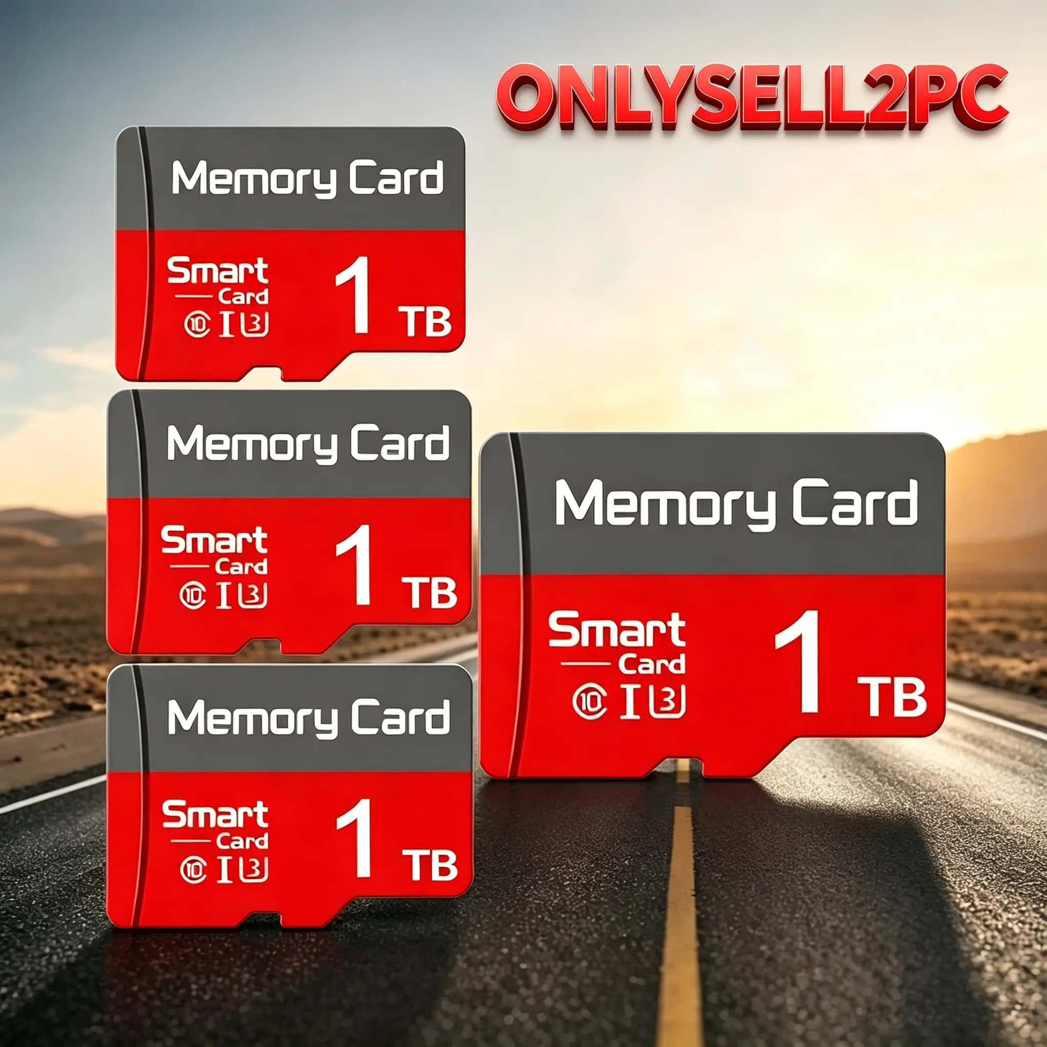 2 Pack Set 1TB SD Memory Card for Car Audio, Durable MicroSDXC Card with Adapter for Dash Cams,  Cards for Security Cameras, Micro SD Card for Mobile Phones, SD Card for PC & Data Storage