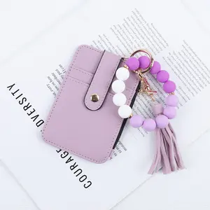 Fashionable Beads & Tassel Decor Keychain, Boho Style Casual Versatile Card Holder Keychain for Women & Men, Trendy All-match & Exquisite Keychain for Birthday Gift, Keychain Bag Pendant