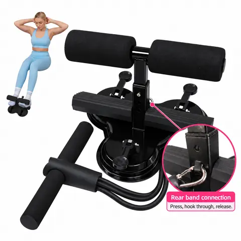 Pink Adjustable Abdominal Muscle Trainer - 3 Suction Cup Bases, 3-Level Height Adjustment, Portable Compact Home Tummy Training Equipment for Core Workouts