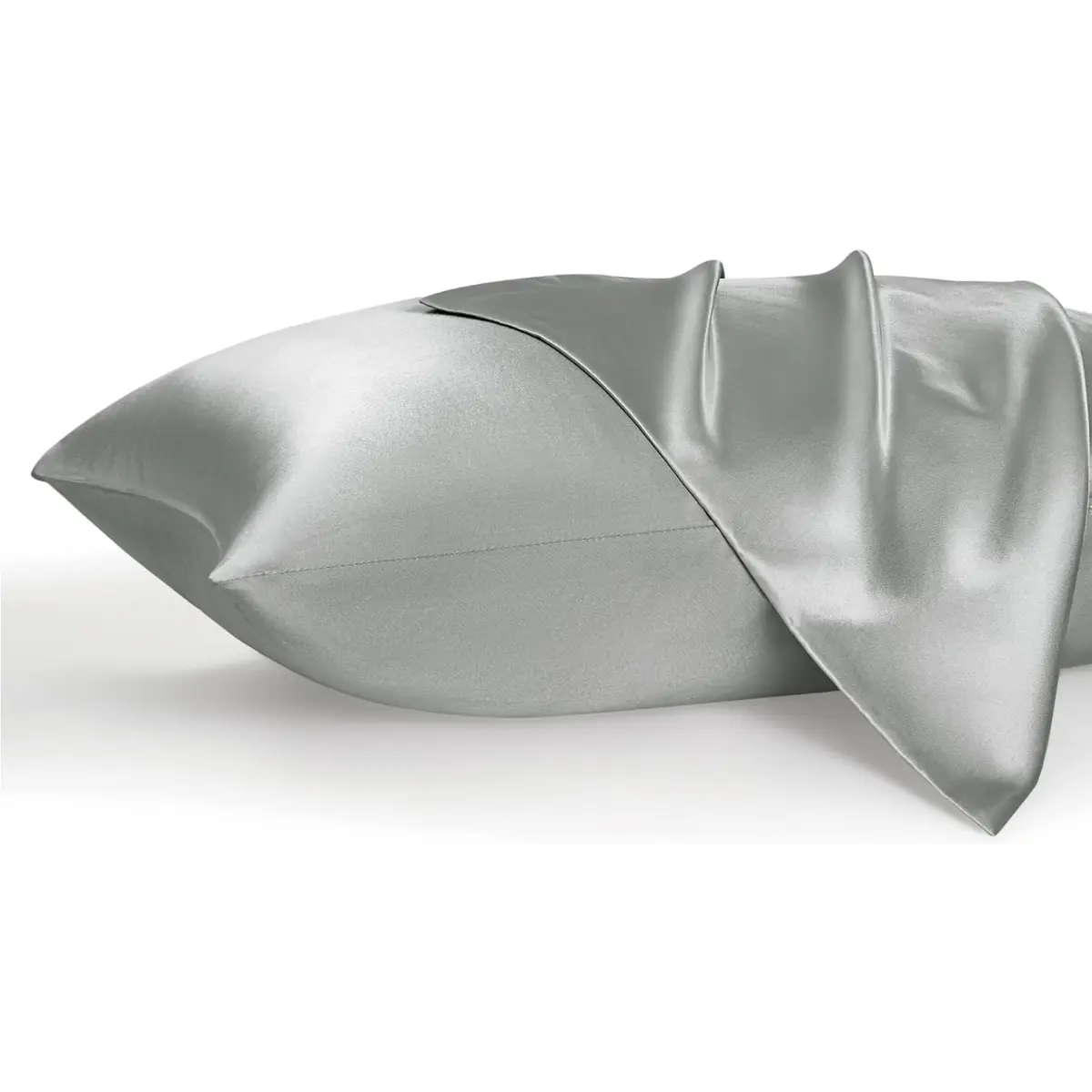 Silver Grey Silky Hair & Skin Pillowcase Set - Queen Size (20x30 in), 2-Pieces with Envelope Closure, Luxury Alternatives to Silk Pillowcases