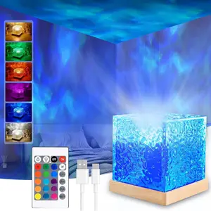 16 Color Northern Light Projection Night Light – Remote Control Luminous Cube Crystal Light, Perfect Valentine's Day & Room Decor Gift