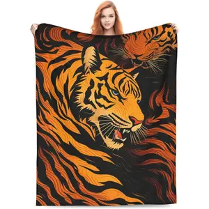 Tiger Blanket Gifts for Adult Kids Tiger Print Skin Pattern Flannel Throw Blankets Soft Comfy Lightweight for Home Decor Couch Bed Sofa