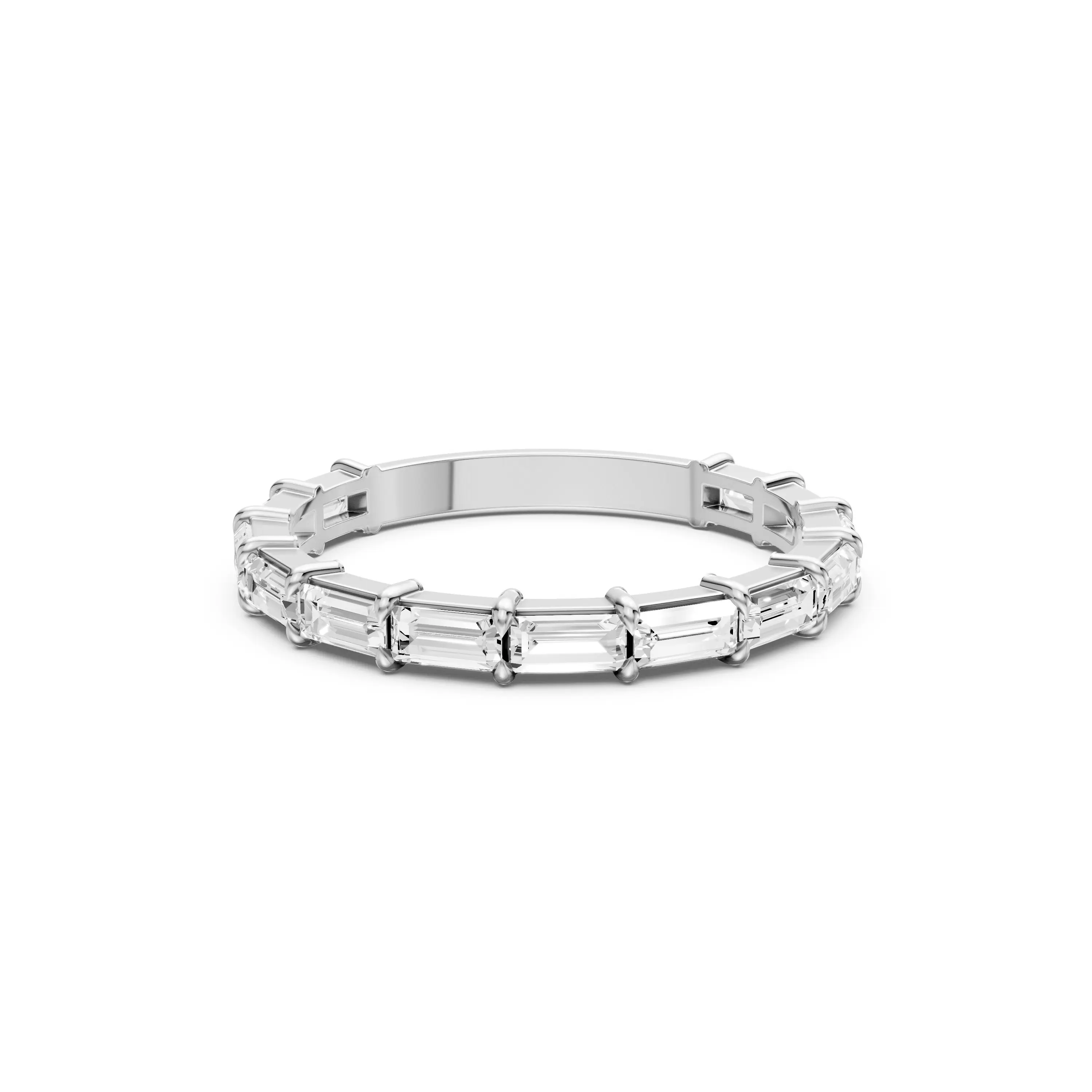 Diamond & Main 1.85ct Lab Grown Diamond Baguette Eternity Band 14K White Gold Wedding Ring Women Size 7