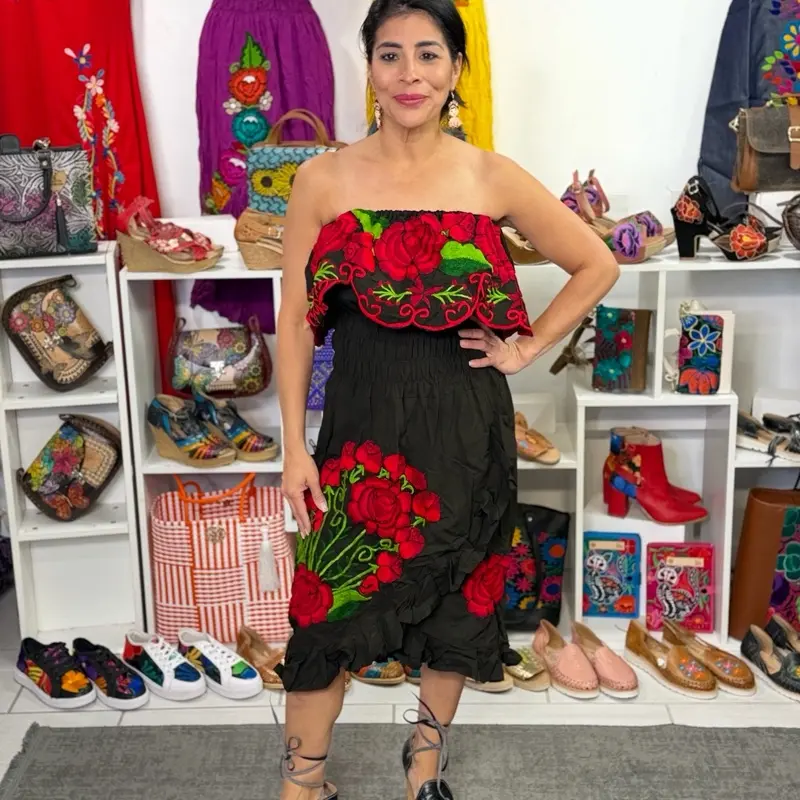 Handmade Embroidered Dresses in Oaxaca hand made in Mexico vestido lucia