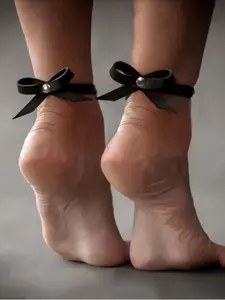 Elegant PU Leather Round Ring Ankle Bracelet, Trendy Fashionable Punk Chain O-Shaped Anklet Leg Loop, Unique Style Foot Jewelry