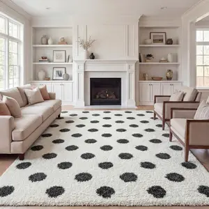 JONATHAN Y Pere Modern Charcoal Dot Shag Indoor Area Rug; for Living Room, Kitchen, Bedroom, Dining Room, Office