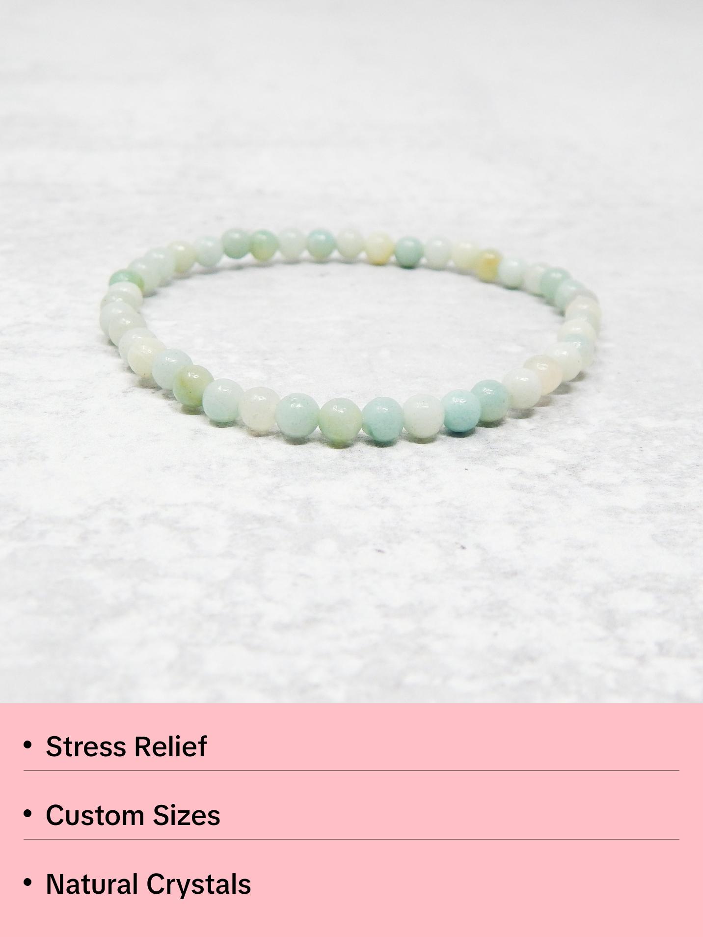 Amazonite Bracelet- 4mm, Handmade, Natural Crystals, Custom Sizes
