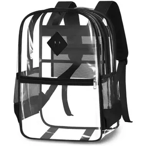 Clear backpack,Clear Backpack for School,Heavy Duty PVC Transparent Backpack, With Water-Resistant PVC Plastic Material and Ruggedly Ruinforced  Straps