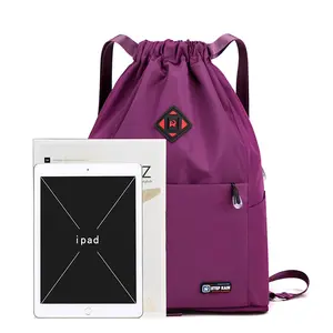 Womens Lightweight Foldable Backpack Anti-Theft Travel Bag Water Repellent Oxford Cloth Cinch Bag Large Capacity Drawstring Backpack for Gym Vacation Daily Use Multi Pocket Organization Accessory