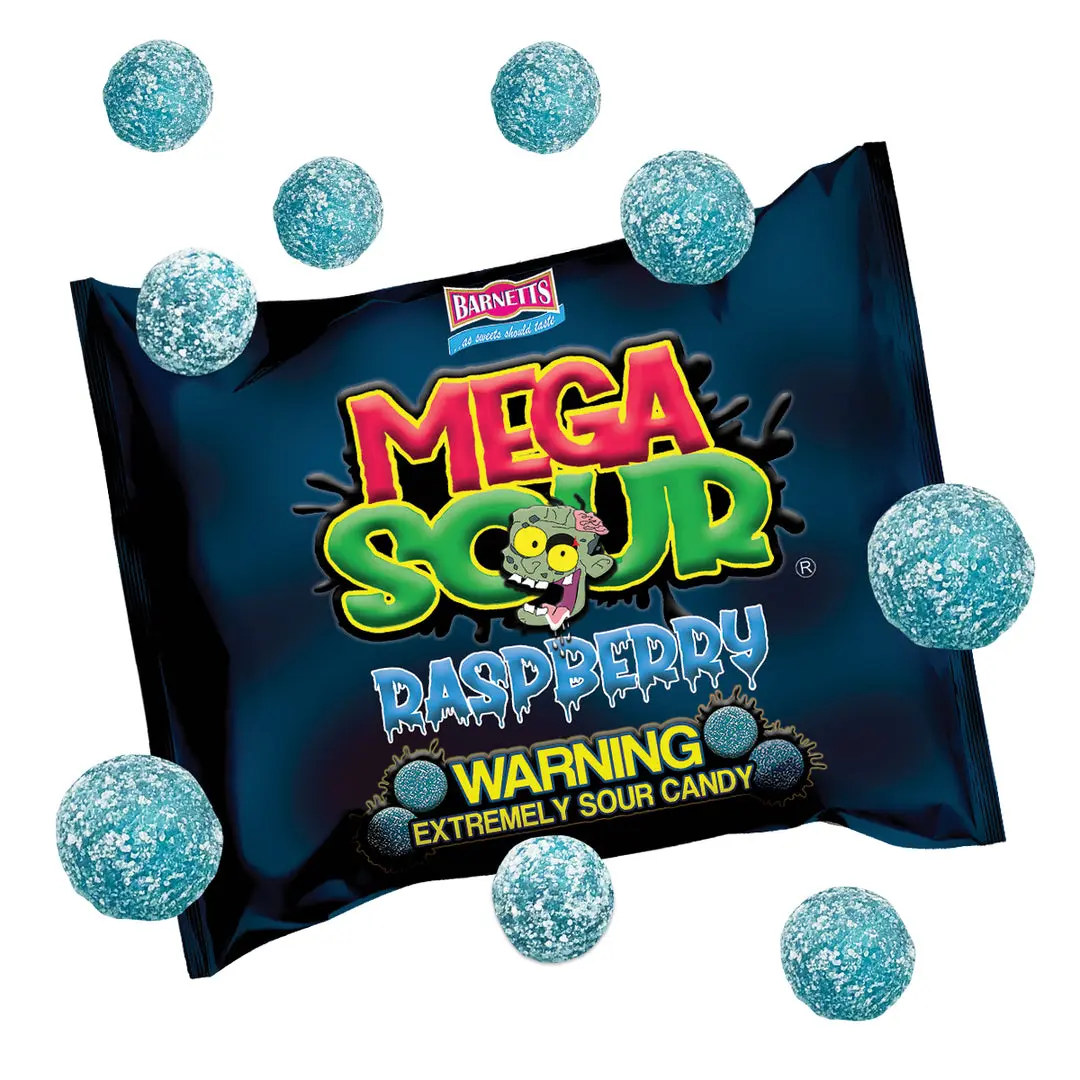 Barnetts Mega Sour Raspberry Candy - Tangy Snack, Bold Candies for Sweet Flavor Enthusiasts