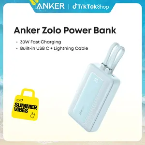 Anker Zolo Power Bank, 20,000mAh and  10,000mAh 30W Max Fast Charging with Built-In USB-C and MFi-Certified Lightning Cables, For iPhone 15 Series, MacBook, and More summervibes