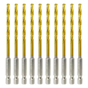 5/32" Hex Shank Titanium HSS Twist Drill Bits, 10PCS Tool Accessories Heavy Duty Durability