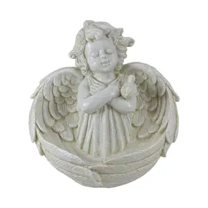 Northlight 9" Cherub Angel Wings Bird Feeder Garden Statue
