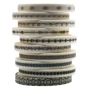 5mm Wide Skinny Washi Tape Set, 10 Rolls Minimalist  Masking Decorative Tapes for  Journal Planners DIY Decor Crafts Arts Scrapbooking Adhesive