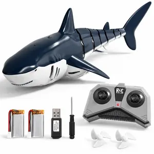 2.4GHz Remote Control Shark Toy with Light & Water Spray, Rechargeable Shark Boat Gift for Boys Girls, RC Shark Pool Toy for Kids