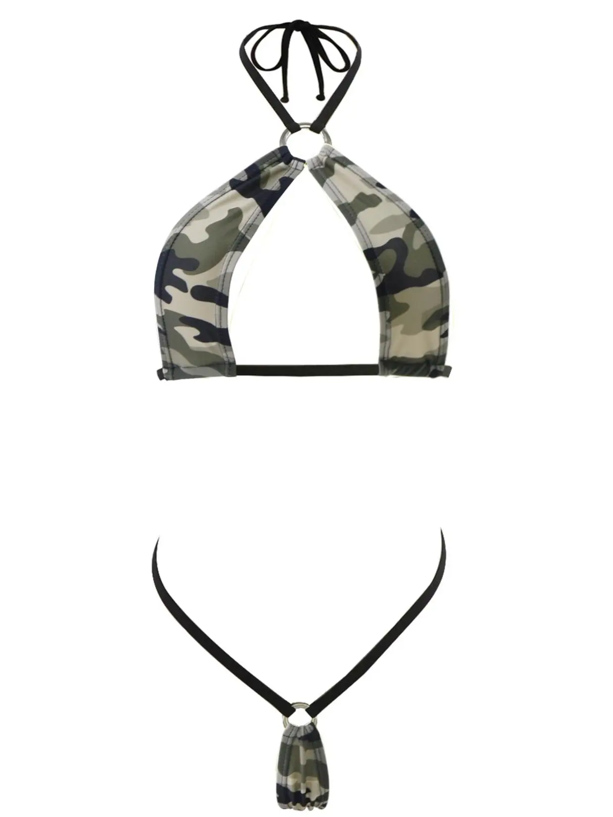 Camouflage G String Micro Bikini Extreme Sexy Bikinis Sets for Women Slim Triangle Top Tiny G-String Bottom Mini Tanning Swimsuits Womens Halter Bathing Suit Brazilian Women's Swimsuit