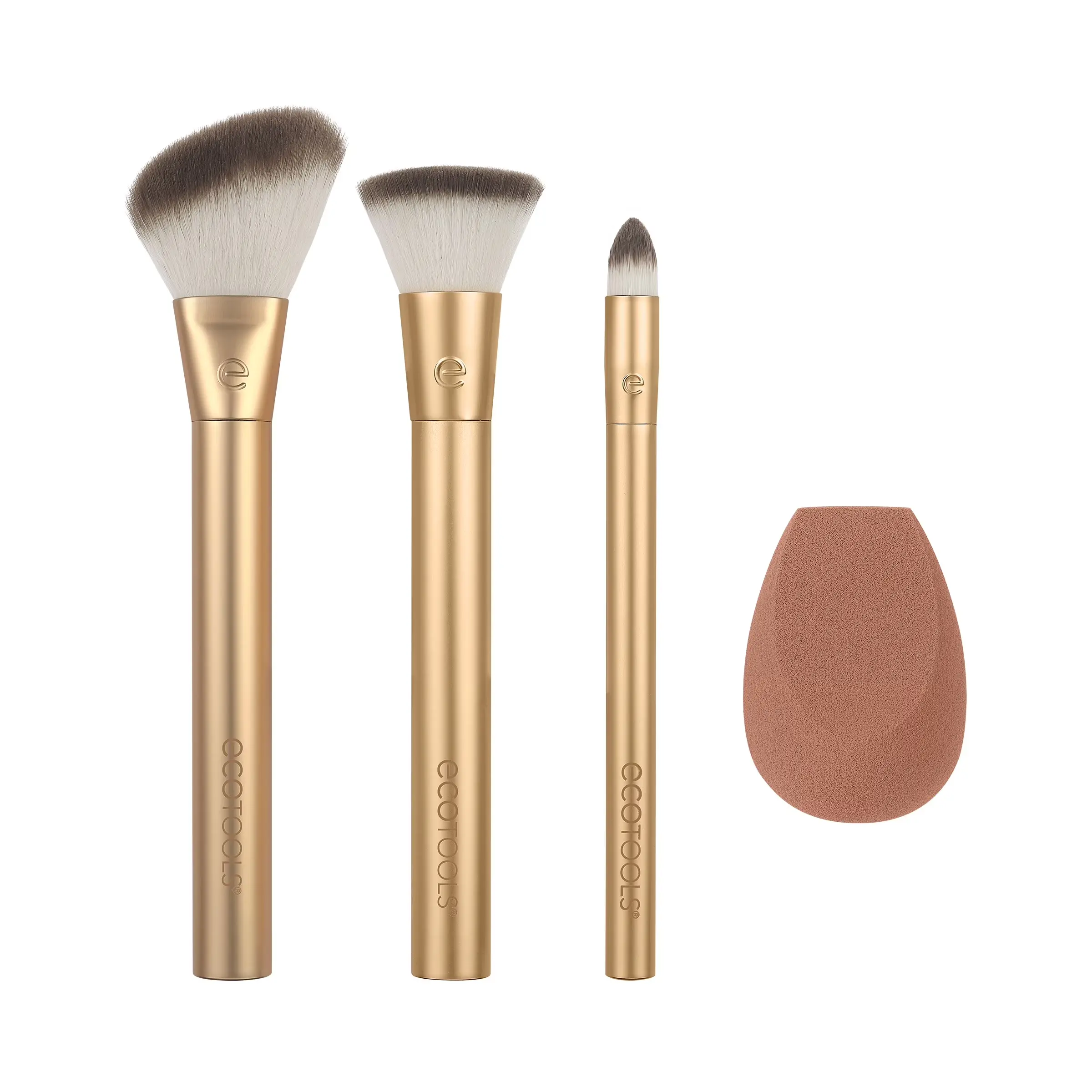 Ecotools Precious Metals Face Blend + Sculpt Kit, Face Makeup Brushes, 4 Piece Set EcoTools