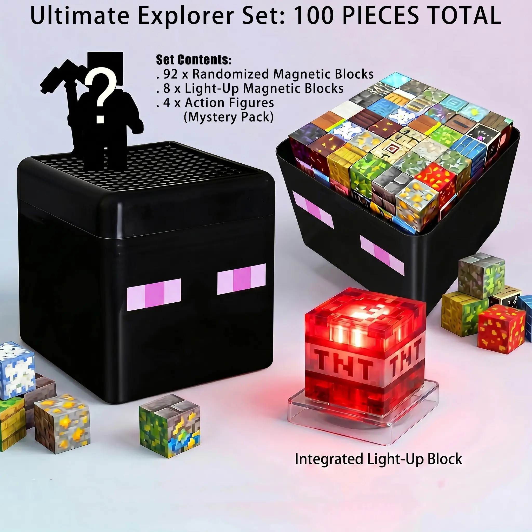 Random Glow Magnetic Building Blocks Set 100/150/200 Pcs | Super Strong Grip, Impact & Shatter Resistant, Light-Through | Logical Thinking, Creativity & Multi-Sensory Exploration | Eco-Friendly Thick ABS Rounded, Choking-Safe Large Pieces | Birthday Gift