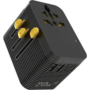 Universal Travel Adapter, PD 20W MAX International Power Adapter with 2 USB-C & 2 USB-A Ports, -in- Portable Travel Adapter, Worldwide Wall Charger for , UK, EU, AU, Travel Essentials (Black)