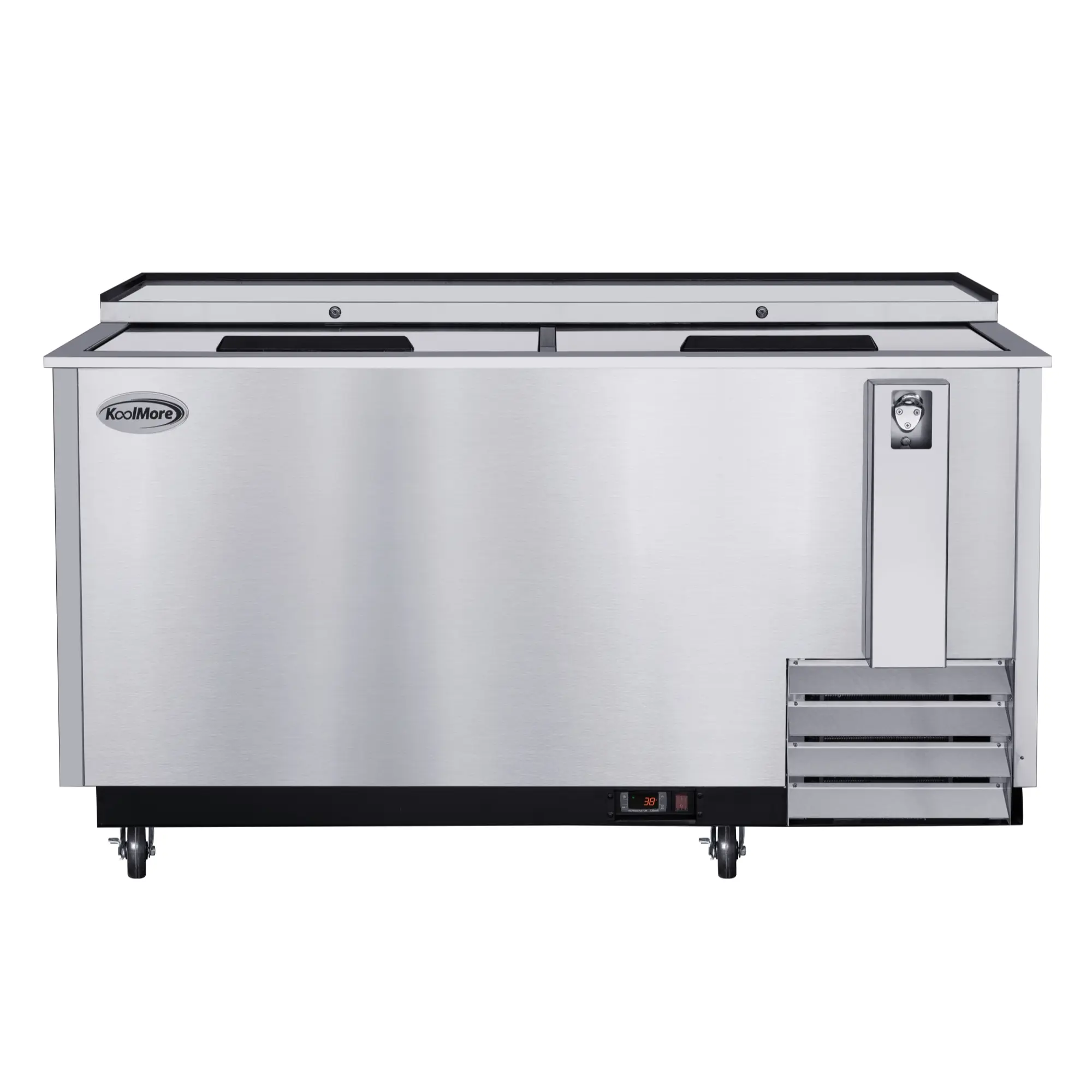 65 in. Commercial Bottle Cooler in Stainless-Steel with Built-In Opener, ETL Listed, 19 cu. ft. (KM-BOC65-SS)