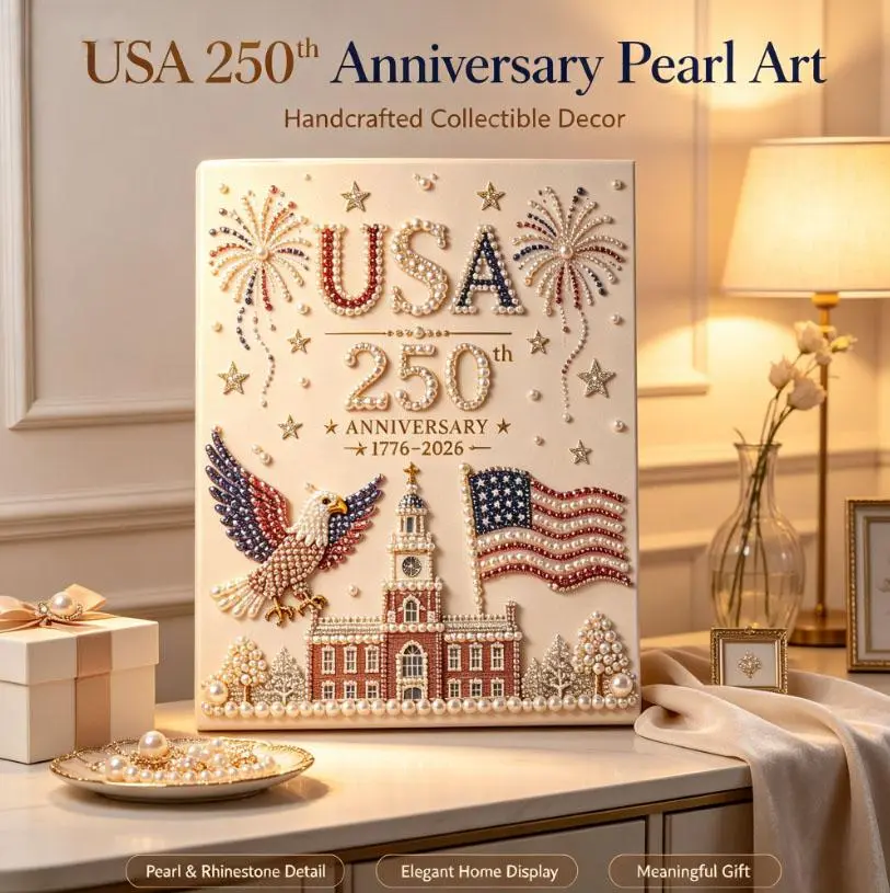 DIY Pearl Painting Set - Meticulously Crafted Pearl Art for U.S. 250th Founding Anniversary, Beginner-Friendly Home Decor Plaque Making Supplies