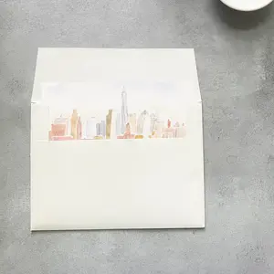 NYC Skyline Watercolor Envelope Liner | Square Flap | Set of 10
