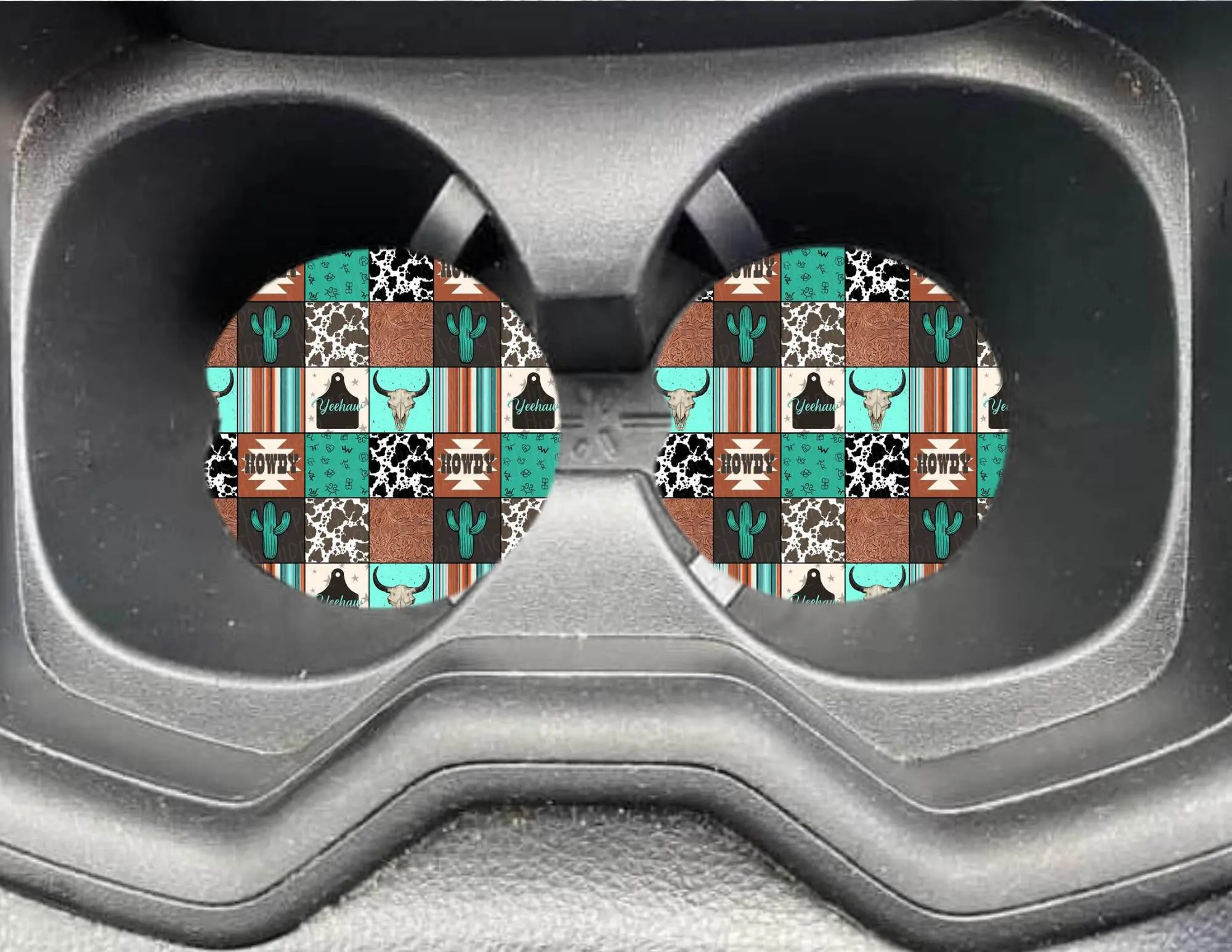 Western Turquoise Car Coasters