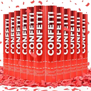Confetti Cannon Red Biodegradable Confetti Poppers 12Pack Party Poppers Confetti Shooters Red Confetti Sticks for Wedding Graduation Engagement Anniversary Bridal Shower Valentines Day Birthday Party