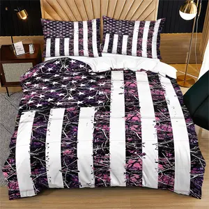 Camo Bedding Set, Trendy Print Bedding (includes 1 Fitted Sheet, 1/2 Pillowcases), Vintage American Bedroom Decor