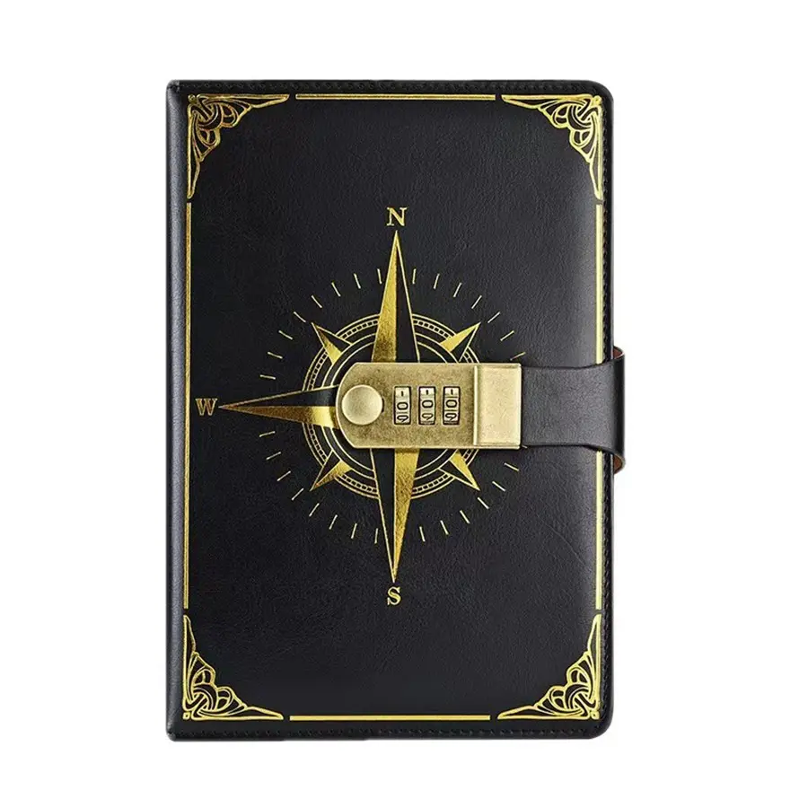 A5 Retro Creative Diary with Lock, 1 Count Vintage Password Lock Handbook, Portable Notebook, Hardcover Journal for Home School Office Dormitory Outdoor Travel