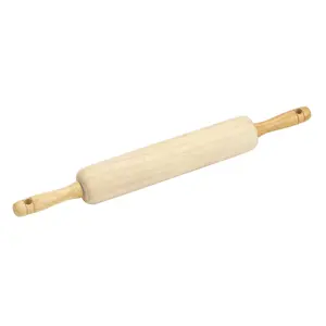 Classic wooden rolling pin with easy-roll bearing