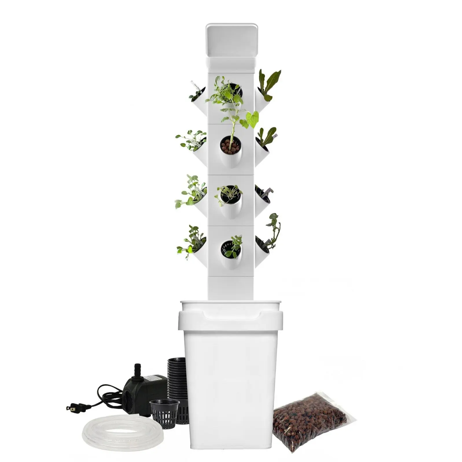 The exotower 4 tier 16 plant hydroponic gardening system at 36" is designed to maximize your plant yield in a compact space indoors or outdoors.  The exotower using advanced hydroponic technology growing without soil by using nutrient-rich water solution.