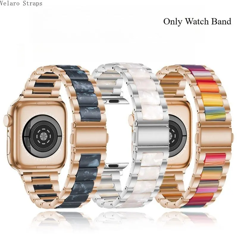 3-Bead Metal Resin Folding Buckle Apple Watch Band