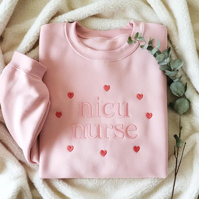 [MADE IN US] NICU Nurse Embroidered Sweatshirt, Day Work Tee, NICU Embroidered