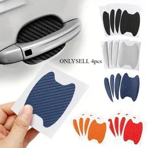 4Pcs Car Door Trim Sticker: Protect Your Vehicle from Scratches & Damage with These Resistant Carbon Covers! Automotive Decals Car Decals