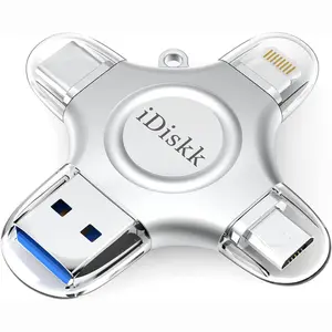 iDiskk Multifunctional 4 IN 1 Photo Stick for iPhone, USB Flash Drives, and Android Type C - Thumb Drive for iOS BC, USB C