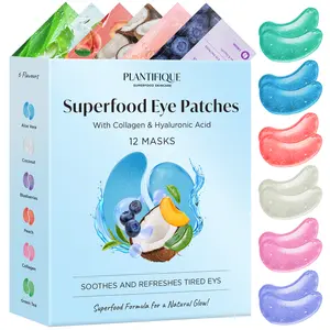 PLANTIFIQUE Superfood Under Eye Patches - Hyaluronic Acid Eye Mask for Dark Circles - Hydrating Gel Patches for Women & Men - Vegan Skin Care