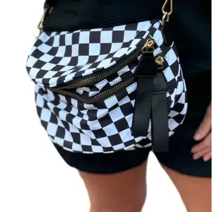Women's Checkered Casual Nylon Bum Bag - Large Capacity Versatile Zipper Crossbody Fanny Pack, Adjustable Belt Bag for Travel & Daily Use, Casual Bum Bag, Nylon Fanny Pack